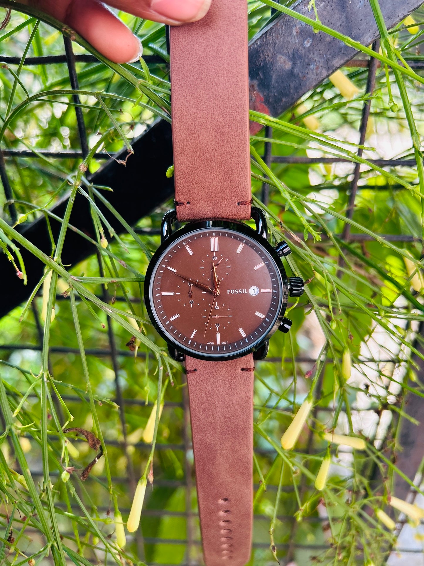 Fossil-Commuter Chronograph Brown Leather Watch