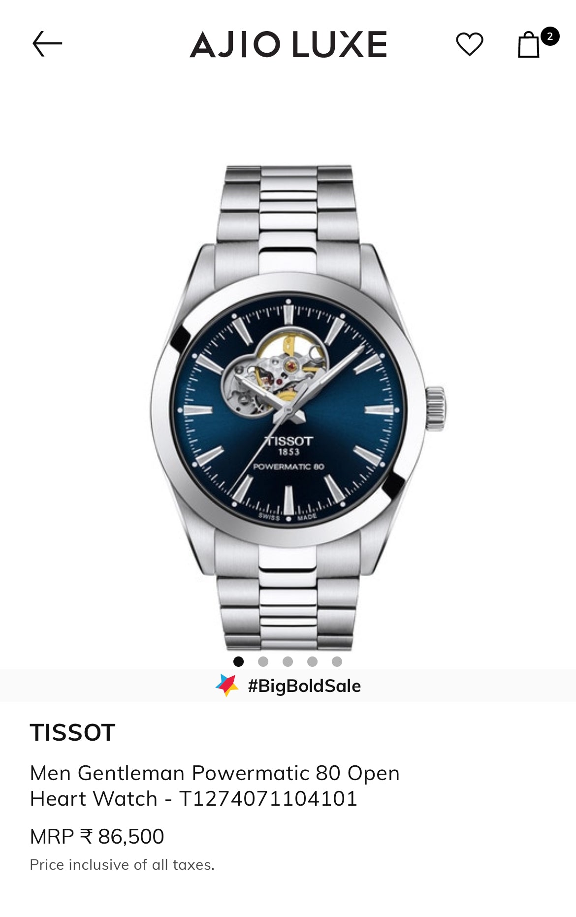 TISSOT-Powermatic 80 Open heart Watch